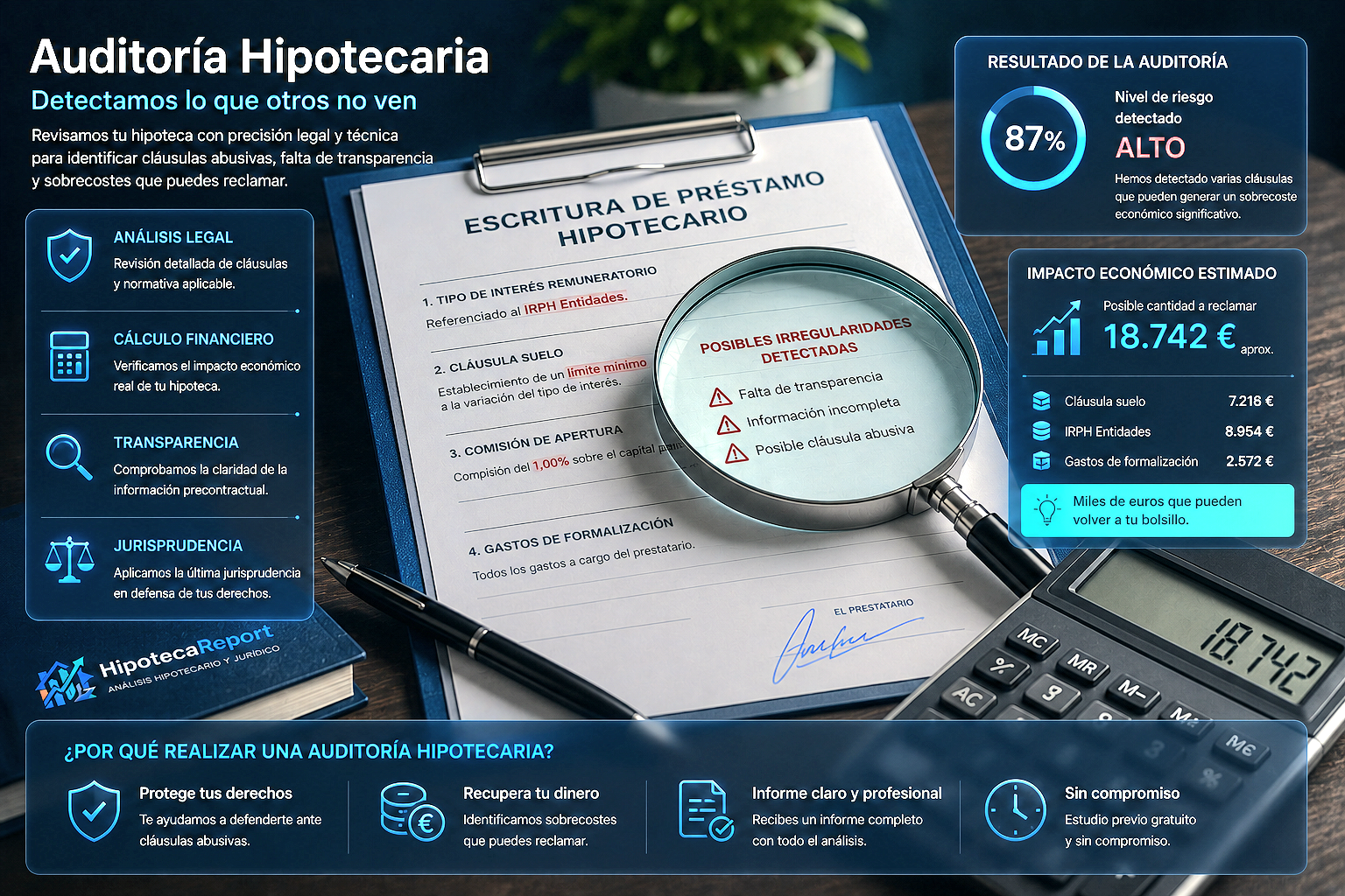 Auditoría hipotecaria profesional con revisión documental y análisis financiero